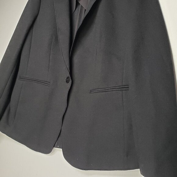 Ann Taylor Wool Blend Blazer Edge Stitched Single Button 10 Black Jacket - Picture 3 of 8